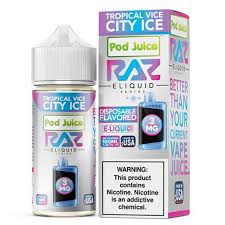 Razz Pod Juice 100ML Tropical Vice City Ice 3Mg - Quality Product by Custom Vapors