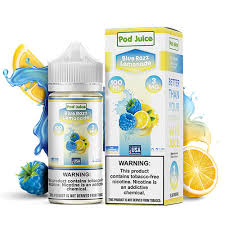 Pod Juice E-Liquid 100mL Blue Razz Lemonade 6mg - Quality Product by Custom Vapors