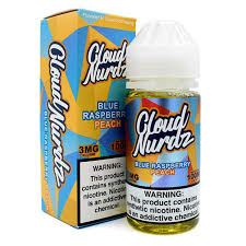 Cloud Nurdz 100ml E-Liquid Blue Raspberry Peach 0mg - Quality Product by Custom Vapors