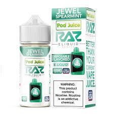 Razz Pod Juice 100ML Jewel Spearmint 3MG - Quality Product by Custom Vapors