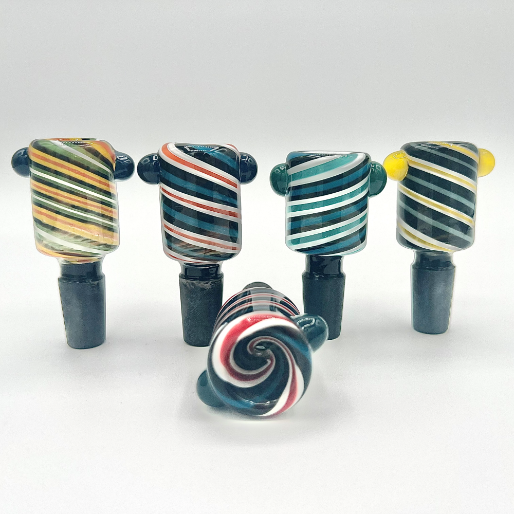 Colorful 14mm Bowl  American Color Rod with side beads - Premium Glass Bowl for Smoking