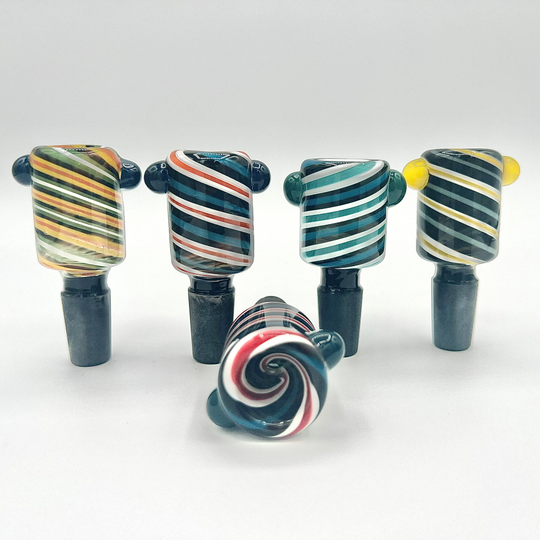 Colorful 14mm Bowl  American Color Rod with side beads - Premium Glass Bowl for Smoking