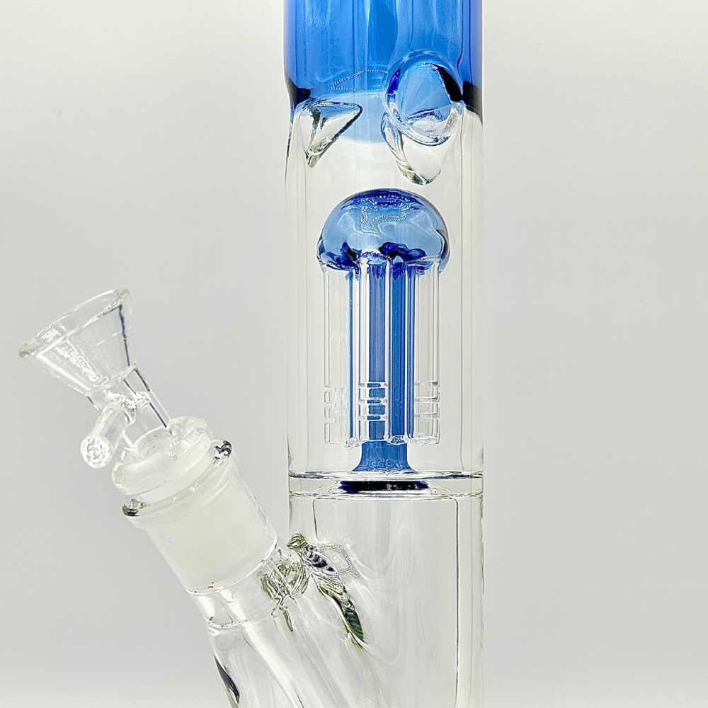 Custom Vapors 14" Inch Straight Tube Water Pipe Bong Light Blue with Perc - KR287 - Quality Product by Custom Vapors