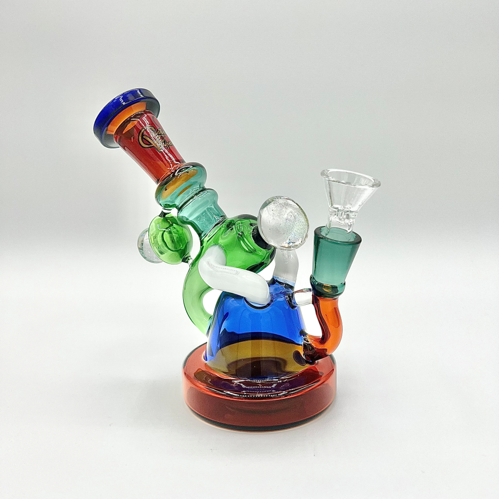 Custom Vapors 7" Inch Water Pipe Bong Amber, Blue, Unique - KP25 - Quality Product by Custom Vapors