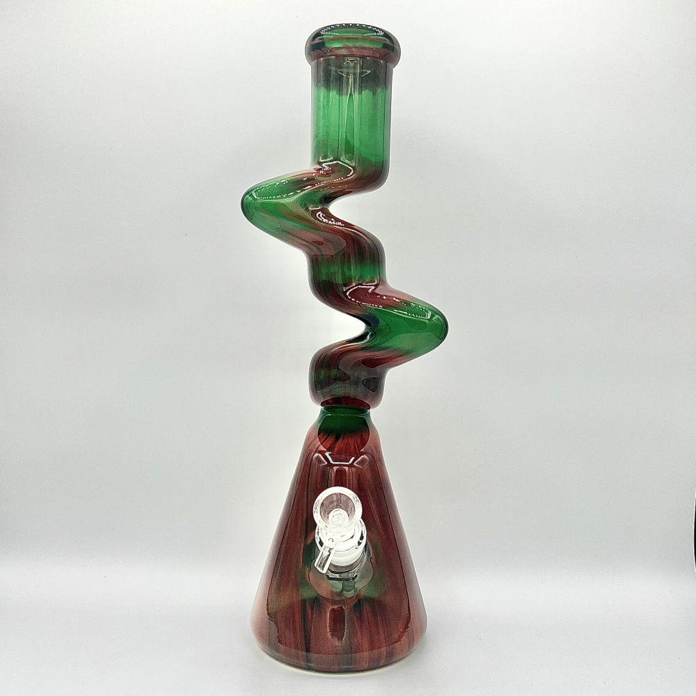 16 inch Fumed Color Curve Zig Zag Type Glass Water Pipe - Quality Product by Custom Vapors