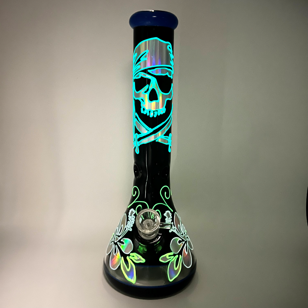 Luminous 14" Inch Beaker Style Water Pipe Bong Skull - KR263 - Quality Product by Custom Vapors